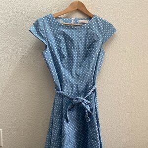Dressy Star Blue Polka Dot Dress Swing Dress Fit & Flare Rockabilly Size Medium